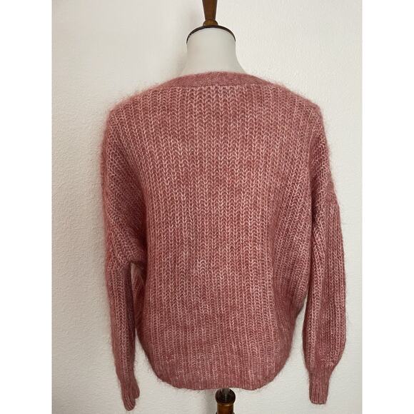 Sezane Sweater Cardigan Fuzzy Wool Mohair Ribbed Knit Achille - Picture 8 of 13